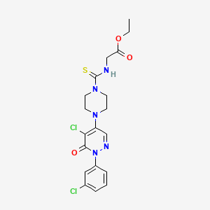 Ethyl 2-(((4-(5-chloro-1-(3-chlorophenyl)-6-oxo-1,6-dihydro-4-pyridazinyl)piperazino)carbothioyl)amino)acetate