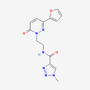 molecular formula C14H14N6O3 B2921677 N-(2-(3-(furan-2-yl)-6-oxopyridazin-1(6H)-yl)ethyl)-1-methyl-1H-1,2,3-triazole-4-carboxamide CAS No. 1207017-84-2