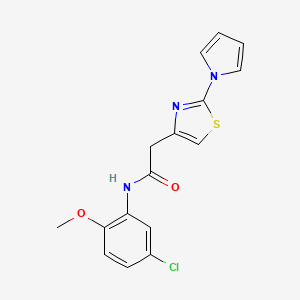 molecular formula C16H14ClN3O2S B2921713 2-(2-(1H-pyrrol-1-yl)thiazol-4-yl)-N-(5-chloro-2-methoxyphenyl)acetamide CAS No. 1170940-85-8