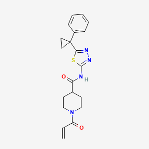 molecular formula C20H22N4O2S B2921715 N-[5-(1-Phenylcyclopropyl)-1,3,4-thiadiazol-2-yl]-1-prop-2-enoylpiperidine-4-carboxamide CAS No. 2361739-92-4
