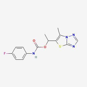 1-(6-methyl[1,3]thiazolo[3,2-b][1,2,4]triazol-5-yl)ethyl N-(4-fluorophenyl)carbamate