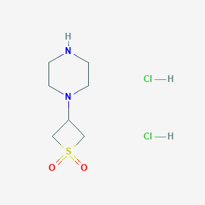 molecular formula C7H16Cl2N2O2S B2921730 3-Piperazin-1-ylthietane 1,1-dioxide;dihydrochloride CAS No. 2109130-48-3