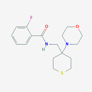 molecular formula C17H23FN2O2S B2921771 2-fluoro-N-{[4-(morpholin-4-yl)thian-4-yl]methyl}benzamide CAS No. 2380144-82-9
