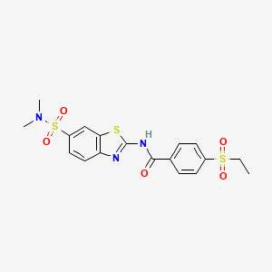 molecular formula C18H19N3O5S3 B2921791 N-[6-(dimethylsulfamoyl)-1,3-benzothiazol-2-yl]-4-(ethanesulfonyl)benzamide CAS No. 923194-87-0