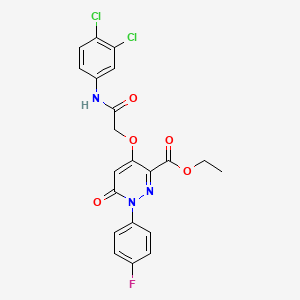 molecular formula C21H16Cl2FN3O5 B2921800 Ethyl 4-(2-((3,4-dichlorophenyl)amino)-2-oxoethoxy)-1-(4-fluorophenyl)-6-oxo-1,6-dihydropyridazine-3-carboxylate CAS No. 899733-58-5