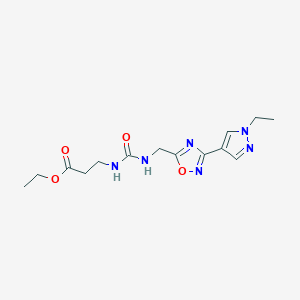 molecular formula C14H20N6O4 B2921827 ethyl 3-(3-((3-(1-ethyl-1H-pyrazol-4-yl)-1,2,4-oxadiazol-5-yl)methyl)ureido)propanoate CAS No. 2034516-67-9