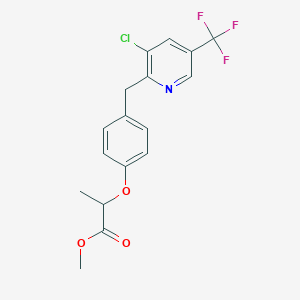 molecular formula C17H15ClF3NO3 B2921861 Methyl 2-(4-{[3-chloro-5-(trifluoromethyl)-2-pyridinyl]methyl}phenoxy)propanoate CAS No. 882747-17-3