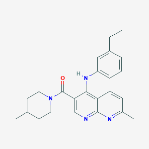 molecular formula C24H28N4O B2921892 N-(3-ethylphenyl)-7-methyl-3-(4-methylpiperidine-1-carbonyl)-1,8-naphthyridin-4-amine CAS No. 1251600-50-6