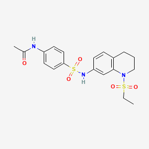molecular formula C19H23N3O5S2 B2921896 N-(4-{[1-(ethanesulfonyl)-1,2,3,4-tetrahydroquinolin-7-yl]sulfamoyl}phenyl)acetamide CAS No. 946373-87-1
