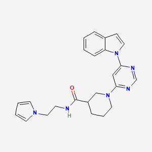 1-(6-(1H-indol-1-yl)pyrimidin-4-yl)-N-(2-(1H-pyrrol-1-yl)ethyl)piperidine-3-carboxamide