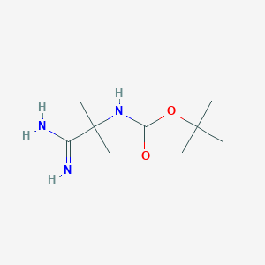 molecular formula C9H19N3O2 B2921972 tert-butyl N-(1-carbamimidoyl-1-methylethyl)carbamate CAS No. 1330276-33-9