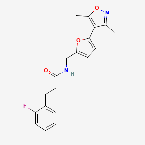 molecular formula C19H19FN2O3 B2921973 N-{[5-(3,5-dimethyl-1,2-oxazol-4-yl)furan-2-yl]methyl}-3-(2-fluorophenyl)propanamide CAS No. 2415631-53-5