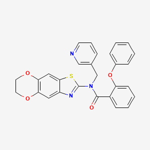molecular formula C28H21N3O4S B2921976 N-(6,7-dihydro-[1,4]dioxino[2,3-f][1,3]benzothiazol-2-yl)-2-phenoxy-N-(pyridin-3-ylmethyl)benzamide CAS No. 922629-38-7