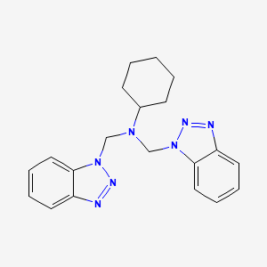 molecular formula C20H23N7 B2921987 N,N-Bis(1H-1,2,3-benzotriazol-1-ylmethyl)cyclohexanamine CAS No. 79202-96-3
