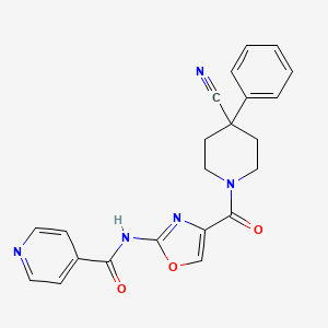 molecular formula C22H19N5O3 B2922012 N-[4-(4-cyano-4-phenylpiperidine-1-carbonyl)-1,3-oxazol-2-yl]pyridine-4-carboxamide CAS No. 1797578-56-3