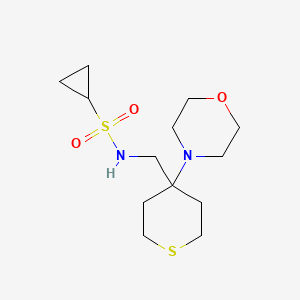 molecular formula C13H24N2O3S2 B2922025 N-{[4-(morpholin-4-yl)thian-4-yl]methyl}cyclopropanesulfonamide CAS No. 2380181-25-7