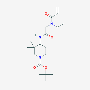 molecular formula C19H33N3O4 B2922029 Tert-butyl 4-[[2-[ethyl(prop-2-enoyl)amino]acetyl]amino]-3,3-dimethylpiperidine-1-carboxylate CAS No. 2361890-45-9