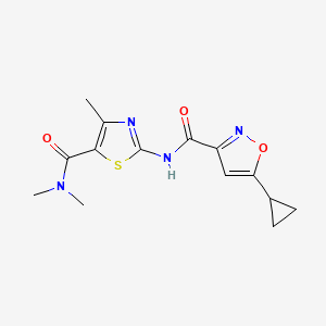molecular formula C14H16N4O3S B2922057 5-cyclopropyl-N-[5-(dimethylcarbamoyl)-4-methyl-1,3-thiazol-2-yl]-1,2-oxazole-3-carboxamide CAS No. 1251657-97-2
