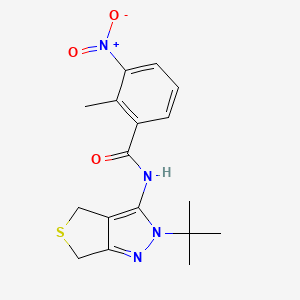 molecular formula C17H20N4O3S B2922179 N-(2-(tert-butyl)-4,6-dihydro-2H-thieno[3,4-c]pyrazol-3-yl)-2-methyl-3-nitrobenzamide CAS No. 391866-58-3