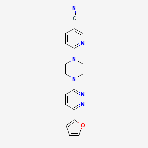 molecular formula C18H16N6O B2922192 6-{4-[6-(Furan-2-yl)pyridazin-3-yl]piperazin-1-yl}pyridine-3-carbonitrile CAS No. 2380187-20-0