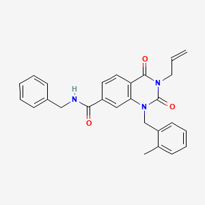 molecular formula C27H25N3O3 B2922203 N-benzyl-1-[(2-methylphenyl)methyl]-2,4-dioxo-3-(prop-2-en-1-yl)-1,2,3,4-tetrahydroquinazoline-7-carboxamide CAS No. 866349-20-4