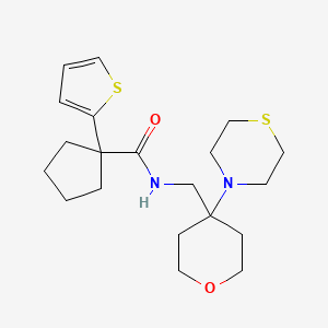 molecular formula C20H30N2O2S2 B2922244 N-{[4-(thiomorpholin-4-yl)oxan-4-yl]methyl}-1-(thiophen-2-yl)cyclopentane-1-carboxamide CAS No. 2415502-42-8