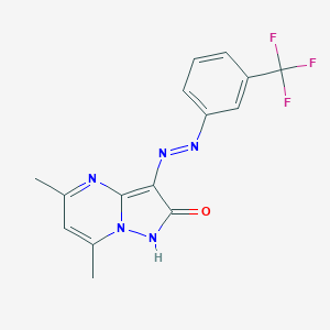 molecular formula C15H12F3N5O B292225 5,7-dimethyl-3-{[3-(trifluoromethyl)phenyl]diazenyl}pyrazolo[1,5-a]pyrimidin-2(1H)-one 
