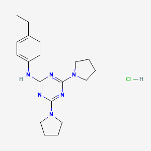 molecular formula C19H27ClN6 B2922294 N-(4-ethylphenyl)-4,6-bis(pyrrolidin-1-yl)-1,3,5-triazin-2-amine hydrochloride CAS No. 1179467-70-9