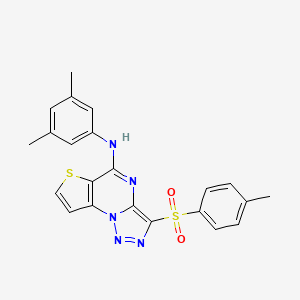 molecular formula C22H19N5O2S2 B2922297 N-(3,5-dimethylphenyl)-10-(4-methylbenzenesulfonyl)-5-thia-1,8,11,12-tetraazatricyclo[7.3.0.0^{2,6}]dodeca-2(6),3,7,9,11-pentaen-7-amine CAS No. 892733-76-5