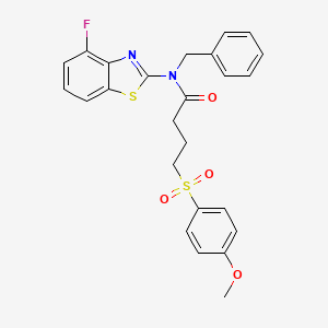 molecular formula C25H23FN2O4S2 B2922300 N-benzyl-N-(4-fluoro-1,3-benzothiazol-2-yl)-4-(4-methoxybenzenesulfonyl)butanamide CAS No. 941950-62-5