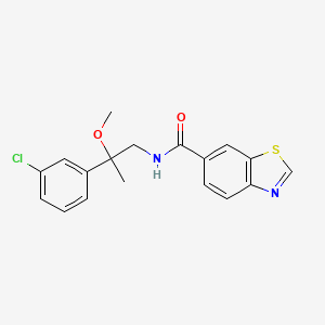 molecular formula C18H17ClN2O2S B2922302 N-[2-(3-chlorophenyl)-2-methoxypropyl]-1,3-benzothiazole-6-carboxamide CAS No. 1788849-29-5