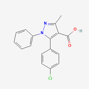 molecular formula C17H13ClN2O2 B2922309 5-(4-chlorophenyl)-3-methyl-1-phenyl-1H-pyrazole-4-carboxylic acid CAS No. 956743-45-6