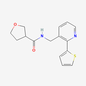 molecular formula C15H16N2O2S B2922321 N-{[2-(thiophen-2-yl)pyridin-3-yl]methyl}oxolane-3-carboxamide CAS No. 2034577-26-7