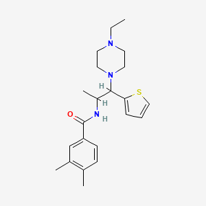 molecular formula C22H31N3OS B2922350 N-(1-(4-ethylpiperazin-1-yl)-1-(thiophen-2-yl)propan-2-yl)-3,4-dimethylbenzamide CAS No. 887205-53-0