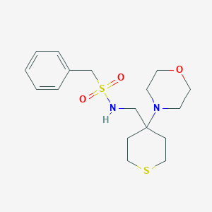 molecular formula C17H26N2O3S2 B2922357 N-{[4-(morpholin-4-yl)thian-4-yl]methyl}-1-phenylmethanesulfonamide CAS No. 2380068-79-9