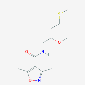 molecular formula C12H20N2O3S B2922392 N-[2-methoxy-4-(methylsulfanyl)butyl]-3,5-dimethyl-1,2-oxazole-4-carboxamide CAS No. 2309735-07-5
