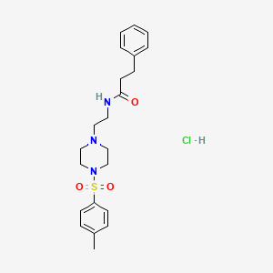 3-phenyl-N-(2-(4-tosylpiperazin-1-yl)ethyl)propanamide hydrochloride