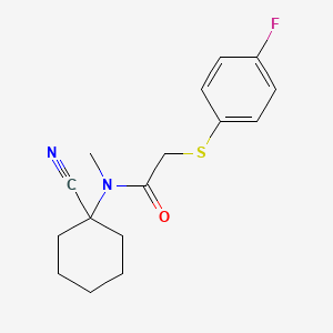 molecular formula C16H19FN2OS B2922418 N-(1-Cyanocyclohexyl)-2-((4-fluorophenyl)thio)-N-methylacetamide CAS No. 875298-46-7