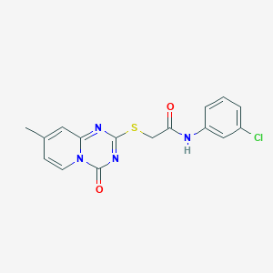 molecular formula C16H13ClN4O2S B2922474 N-(3-chlorophenyl)-2-({8-methyl-4-oxo-4H-pyrido[1,2-a][1,3,5]triazin-2-yl}sulfanyl)acetamide CAS No. 896336-10-0