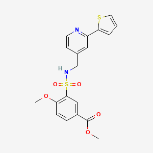 molecular formula C19H18N2O5S2 B2922577 methyl 4-methoxy-3-({[2-(thiophen-2-yl)pyridin-4-yl]methyl}sulfamoyl)benzoate CAS No. 2034438-03-2