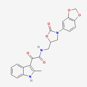 N-((3-(benzo[d][1,3]dioxol-5-yl)-2-oxooxazolidin-5-yl)methyl)-2-(2-methyl-1H-indol-3-yl)-2-oxoacetamide