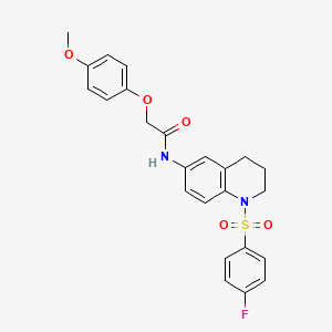 molecular formula C24H23FN2O5S B2922630 N-[1-(4-fluorobenzenesulfonyl)-1,2,3,4-tetrahydroquinolin-6-yl]-2-(4-methoxyphenoxy)acetamide CAS No. 1005300-44-6
