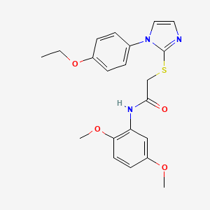 molecular formula C21H23N3O4S B2922653 N-(2,5-dimethoxyphenyl)-2-((1-(4-ethoxyphenyl)-1H-imidazol-2-yl)thio)acetamide CAS No. 688336-60-9