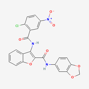 molecular formula C23H14ClN3O7 B2922704 N-(2H-1,3-benzodioxol-5-yl)-3-(2-chloro-5-nitrobenzamido)-1-benzofuran-2-carboxamide CAS No. 888461-21-0