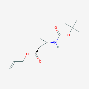 molecular formula C12H19NO4 B2922715 Cyclopropanecarboxylic acid, 2-[[(1,1-dimethylethoxy)carbonyl]amino]-, 2-propen-1-yl ester, (1R,2S)-rel- CAS No. 2007925-03-1