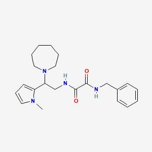molecular formula C22H30N4O2 B2922719 N1-(2-(azepan-1-yl)-2-(1-methyl-1H-pyrrol-2-yl)ethyl)-N2-benzyloxalamide CAS No. 1049399-26-9