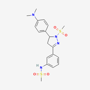 molecular formula C19H24N4O4S2 B2922727 N-(3-(5-(4-(dimethylamino)phenyl)-1-(methylsulfonyl)-4,5-dihydro-1H-pyrazol-3-yl)phenyl)methanesulfonamide CAS No. 852141-62-9