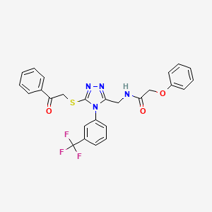 molecular formula C26H21F3N4O3S B2922729 N-({5-[(2-oxo-2-phenylethyl)sulfanyl]-4-[3-(trifluoromethyl)phenyl]-4H-1,2,4-triazol-3-yl}methyl)-2-phenoxyacetamide CAS No. 389071-68-5