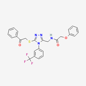 N-[[5-phenacylsulfanyl-4-[3-(trifluoromethyl)phenyl]-1,2,4-triazol-3-yl]methyl]-2-phenoxyacetamide