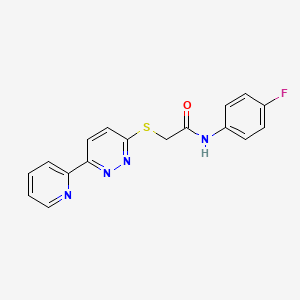 molecular formula C17H13FN4OS B2922730 N-(4-FLUOROPHENYL)-2-{[6-(PYRIDIN-2-YL)PYRIDAZIN-3-YL]SULFANYL}ACETAMIDE CAS No. 872702-07-3